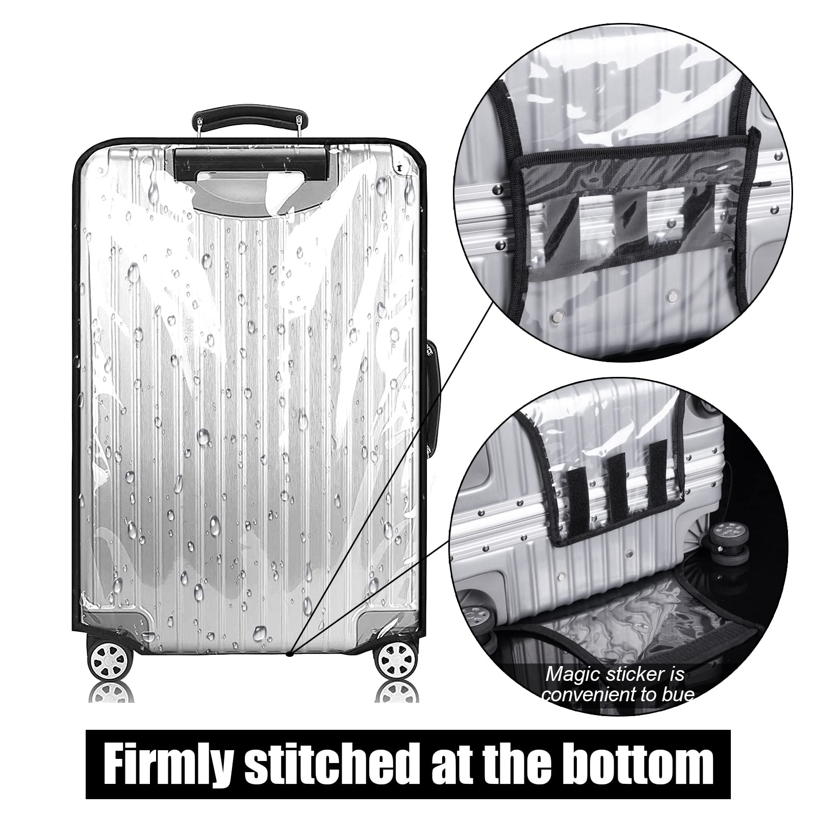 26 Inch Thick Clear PVC Waterproof Luggage Cover Protector for Wheeled Suitcases - Travel Essential for Airplane & Train Trips
