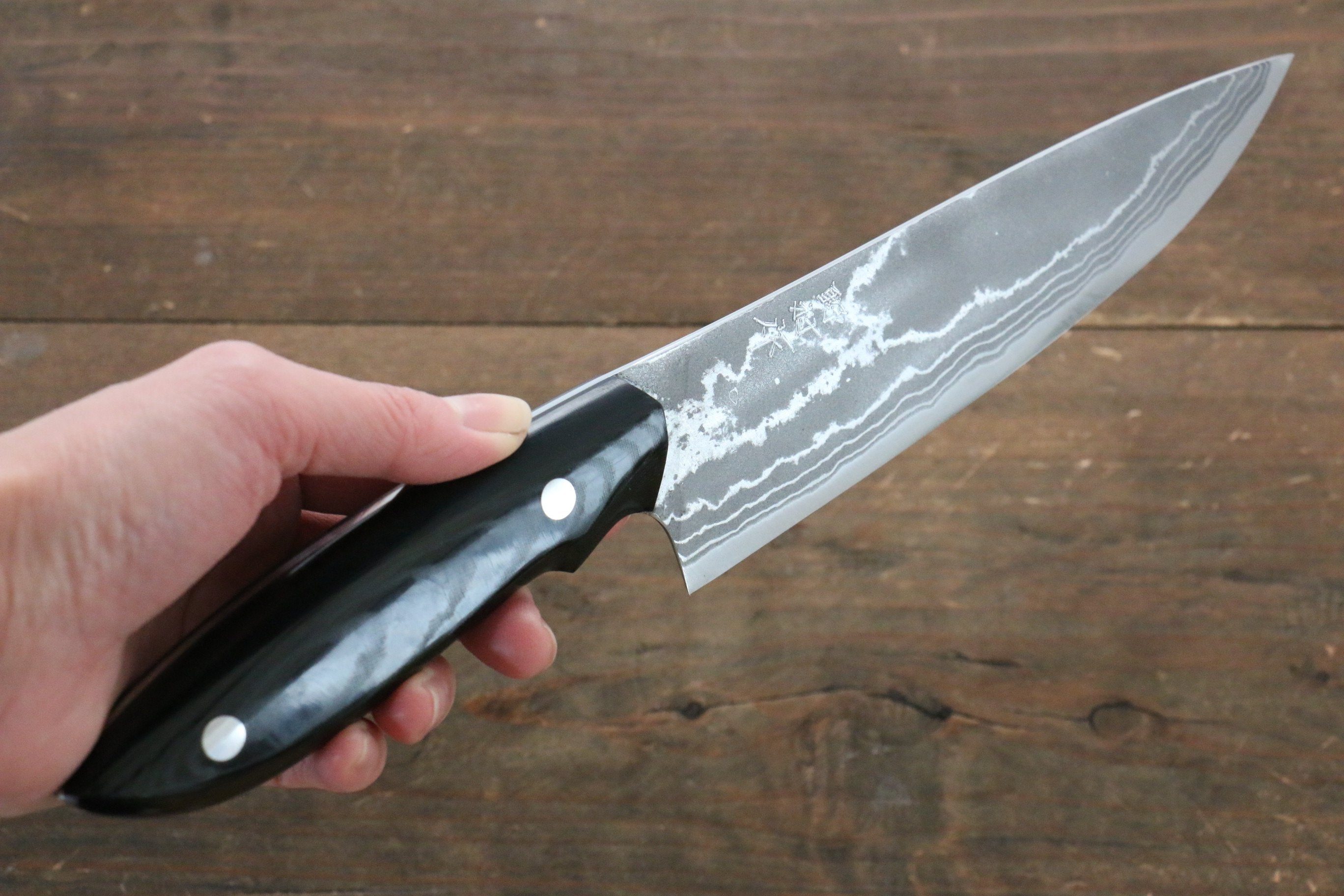 Premium Kazuo Nomura White Steel No.2 Damascus Gyuto Chef Knife 180mm with Durable Micarta Handle - Perfect for Sushi, Meat Slicing & Professional Kitchen Use