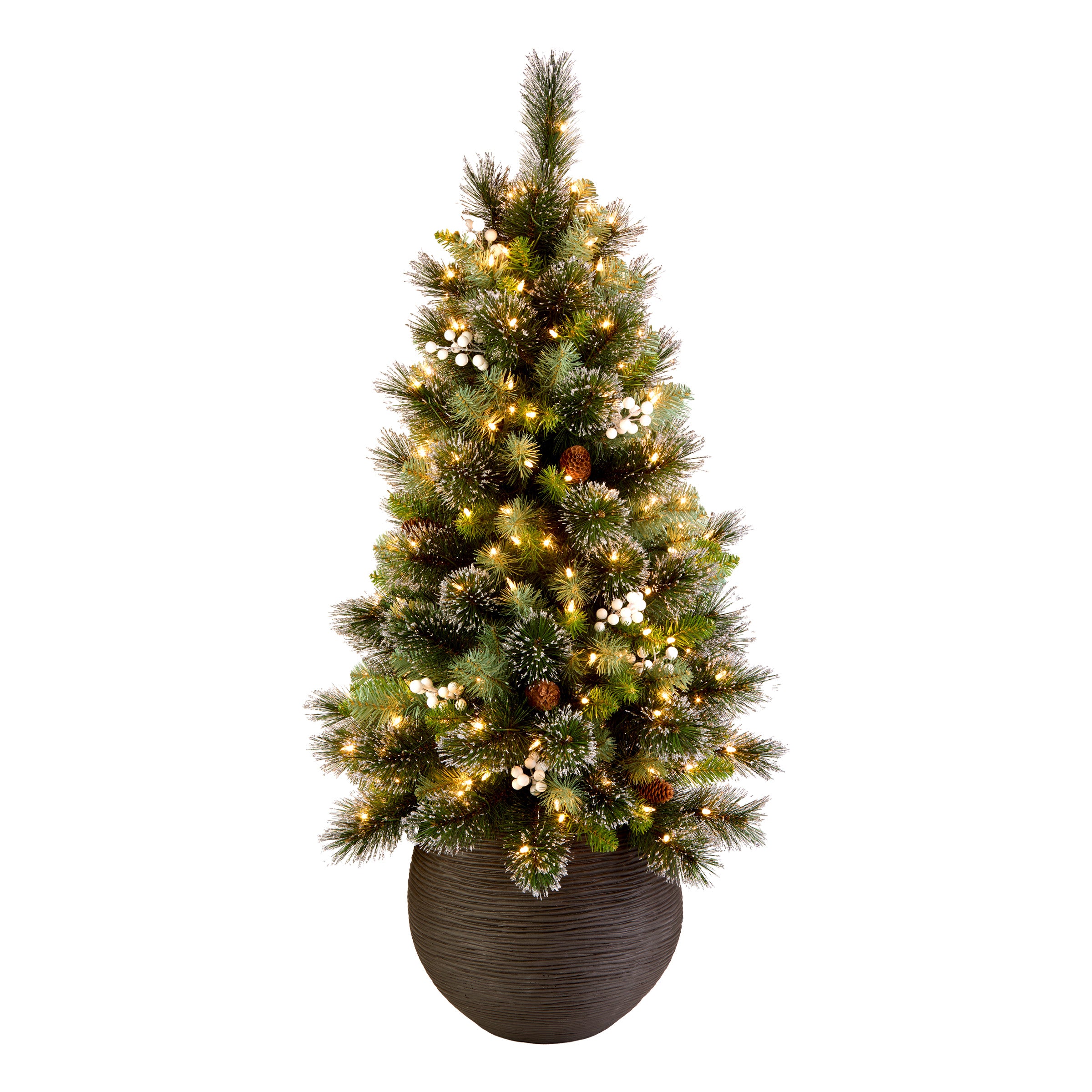 4ft Glittery Crestwood Spruce Artificial Christmas Tree with Clear Lights - Perfect for Indoor Holiday Decor, Entryway, and Festive Home Decoration