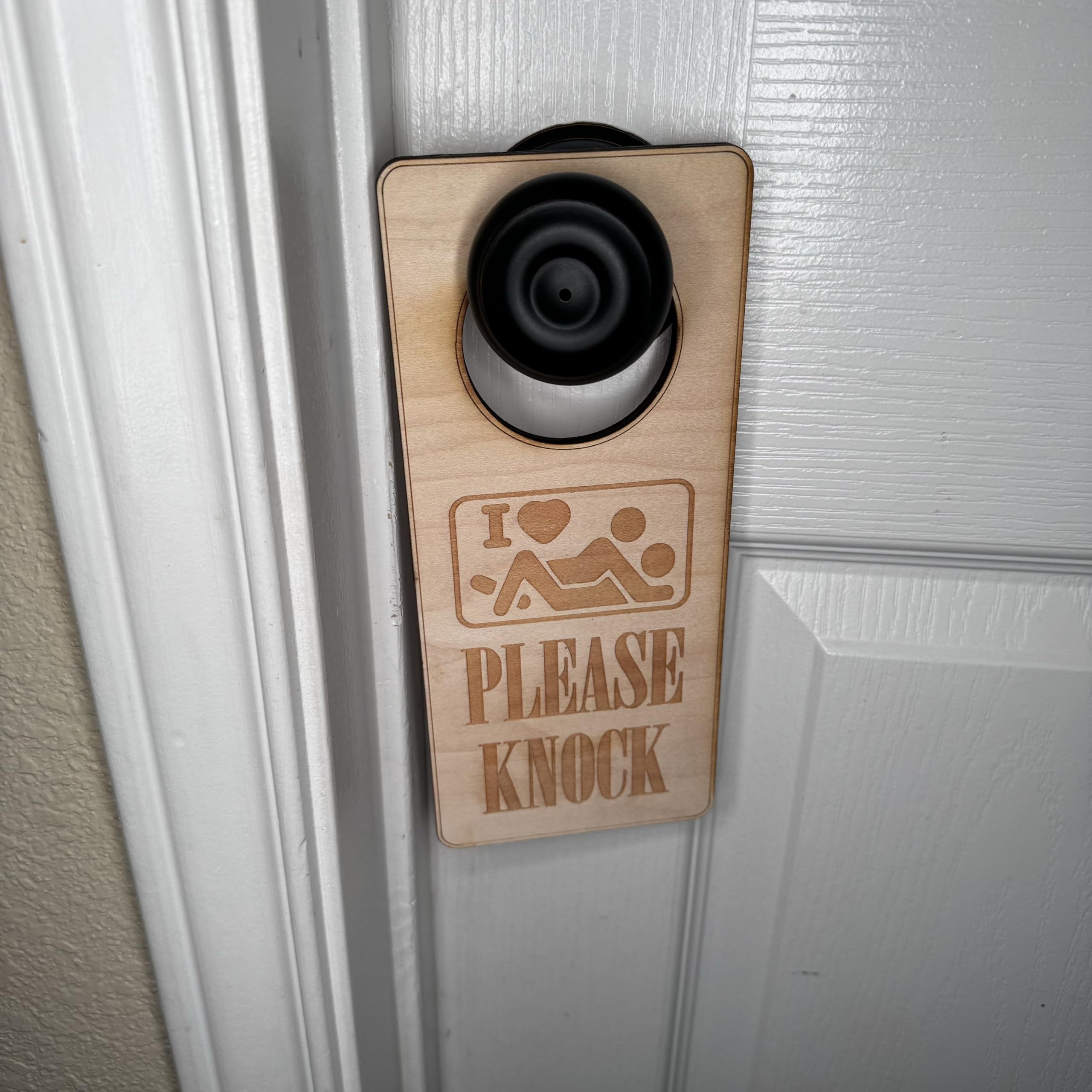 Funny 'I Love Sex' Door Hanger Sign - 9x4 Inch Raw Wood Decor - Perfect for Bedroom, Bathroom & Bachelor Party Gifts