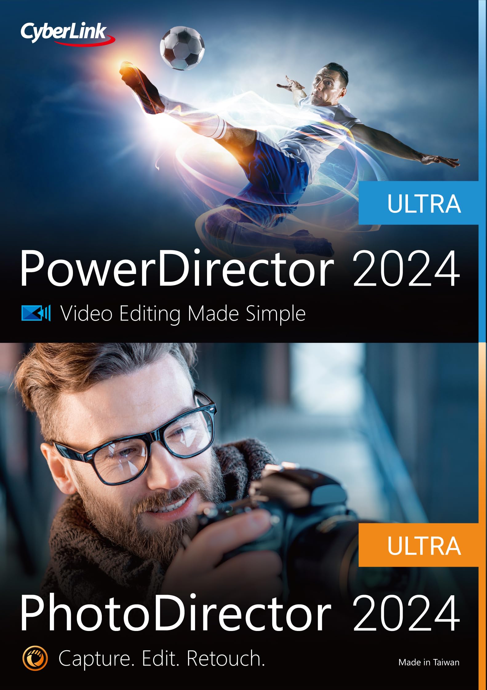CyberLink PowerDirector & PhotoDirector 2024 Ultra - AI Video & Photo Editing Software for Windows | Create Slideshows & Screen Recordings | Perfect for Vloggers, YouTubers & Content Creators [Retail Box with Download Card]