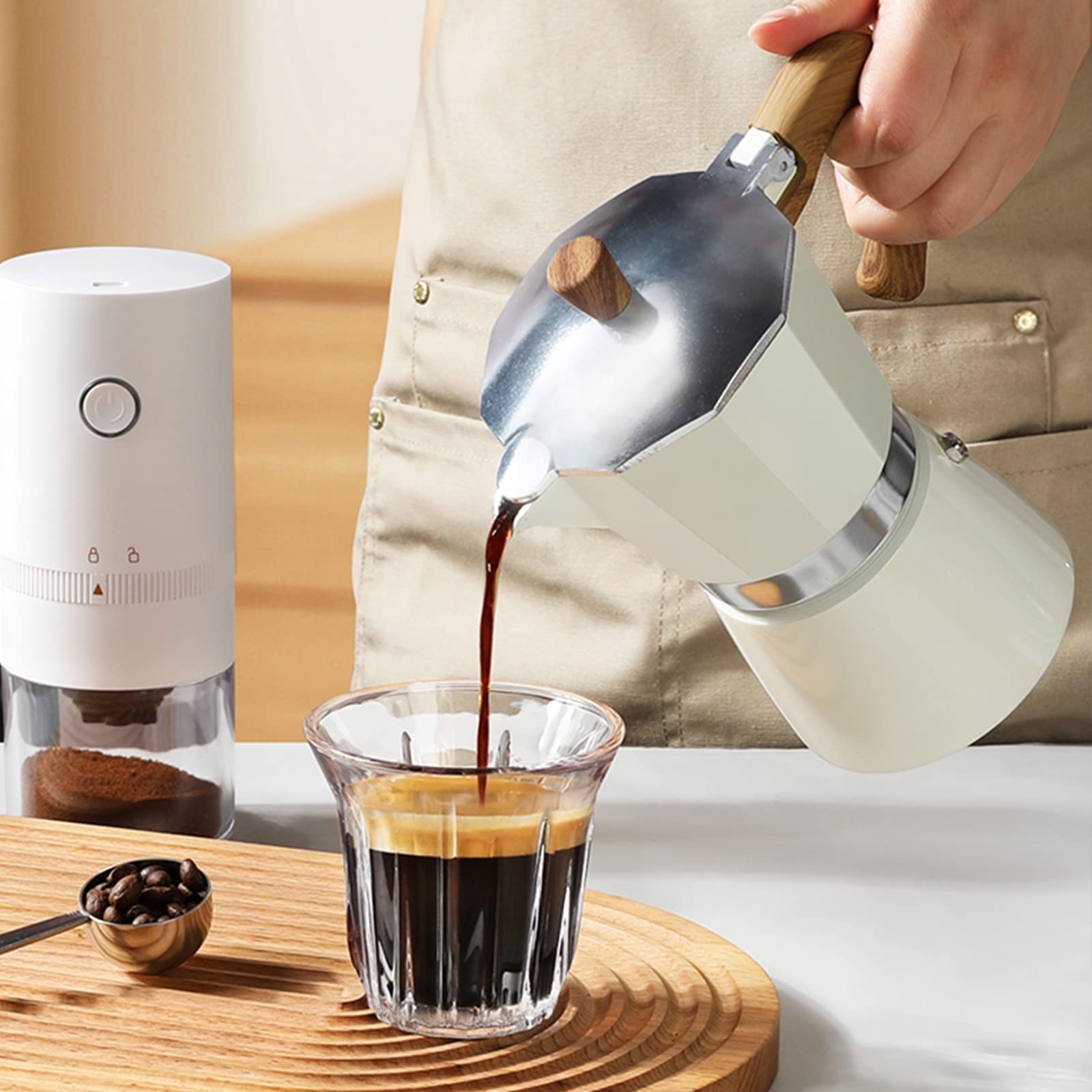 Premium 6-Cup Stovetop Espresso Maker - Italian Moka Pot Coffee Maker for Gas & Electric Stoves (10oz) - Perfect for Home, Camping & Travel - Makes Rich Espresso, Cappuccino & Latte Coffee
