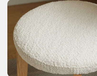 Premium Oak Solid Wood Makeup Stool with Soft Lamb Velvet Upholstery - Perfect for Vanity, Dressing Table & Bedroom Decor