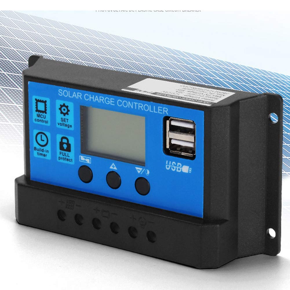 60A 12V/24V Solar Charge Controller with LCD Display & USB Port - Intelligent MPPT Regulator for RV, Boat, Off-Grid Solar Systems