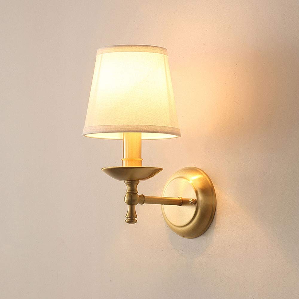 Modern Minimalist Wall Mounted Light - Mushroom Head Indoor Wall Lamp for Living Room, Bedroom, Staircase & Aisle - Creative Fabric Lampshade with Copper Metal Base - Perfect for Ambient Lighting, Reading Nook & Decoration