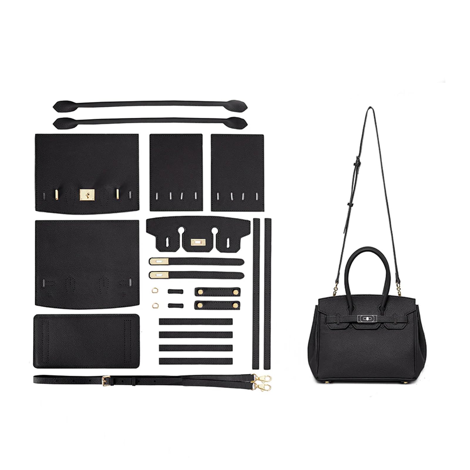 POPSEWING DIY Leather Bag Making Kit - Premium Handcrafted Designer Handbag Kit for Women & Girls - Adult & Teen DIY Craft Project - Personalized Gift Idea (Black) | Perfect for Fashion Accessories, Home Sewing Projects & Creative Gifts