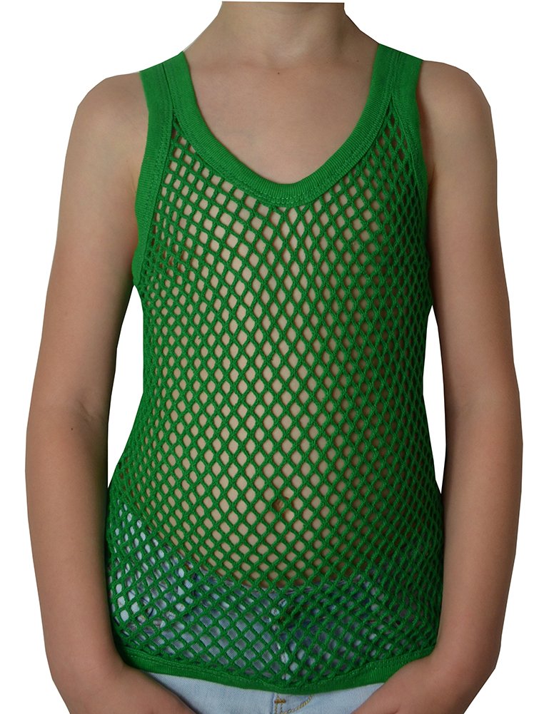 Crystal Kids 100% Cotton Mesh Fishnet Fitted String Vest for Girls & Boys - Perfect for Beach, Pool, Summer Outfits and Dance Performances