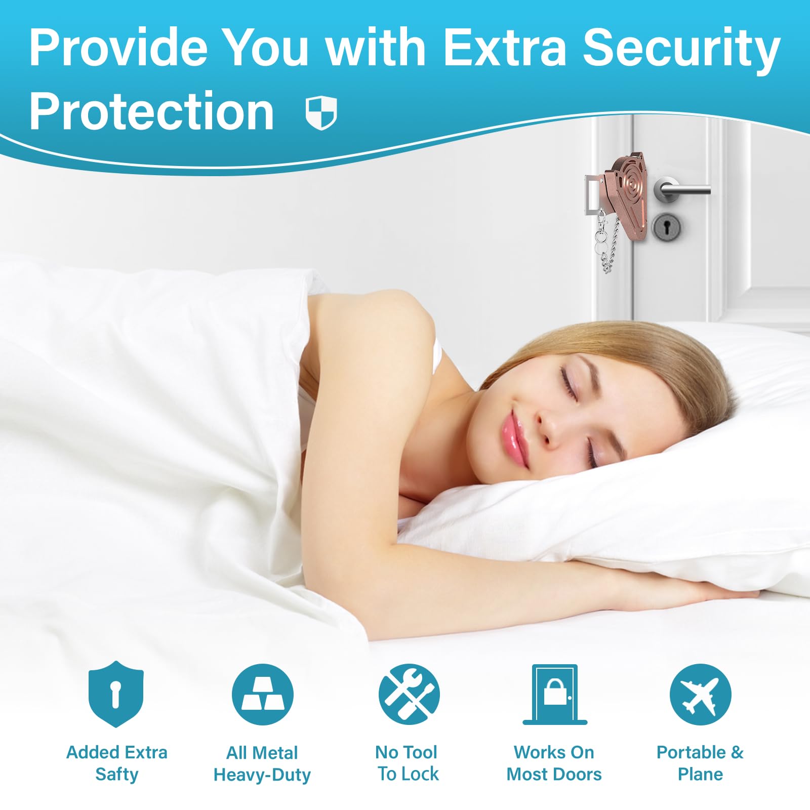 Portable Metal Door Lock for Travel - Hotel & Apartment Security (Pink) - Perfect for Solo Travelers & Home Safety