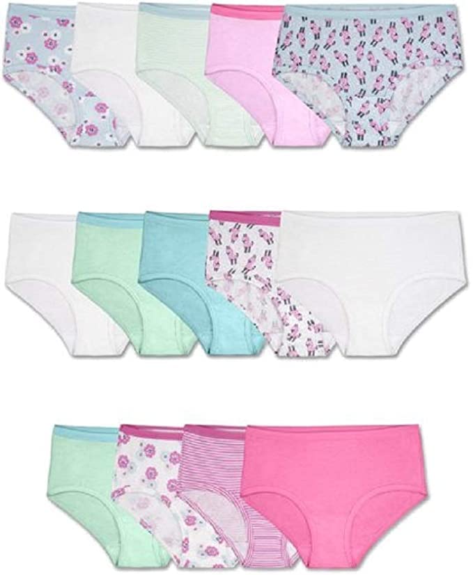 Fruit of the Loom Girls' Cotton Brief Underwear 14-Pack - Soft Comfortable Breathable Panties for Kids & Teens - Assorted Colors & Sizes - Perfect for School, Sports & Everyday Wear