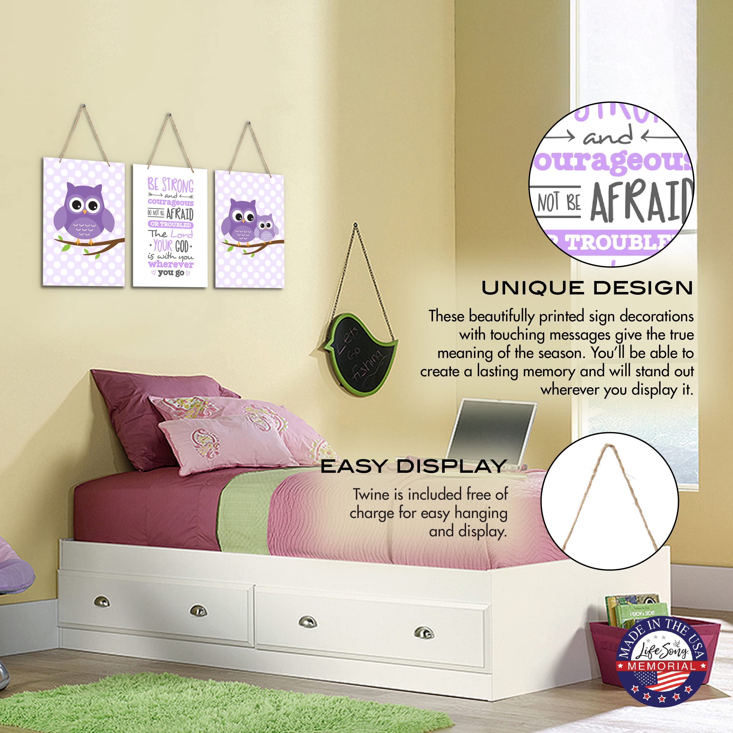 LifeSong Milestones 3-Piece Owl Wall Decor Set - Modern Wooden Nursery Wall Art for Baby Room, Kids Bedroom & Playroom Decor - Perfect for Gender Neutral Nursery Themes & Toddler Room Decorations