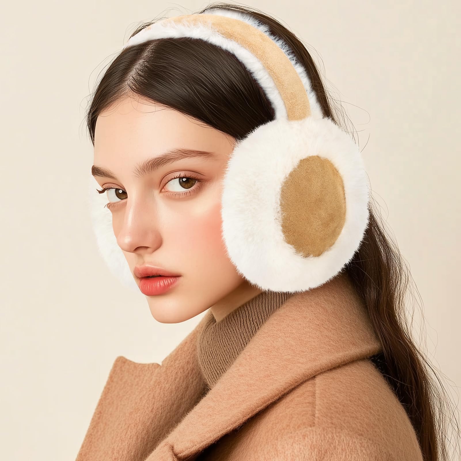Cozy Winter Ear Muffs for Women - Soft Faux Fur Foldable Earmuffs, Warm Fuzzy Ear Warmers - Perfect for Cold Weather, Outdoor Activities & Fashion Accessories