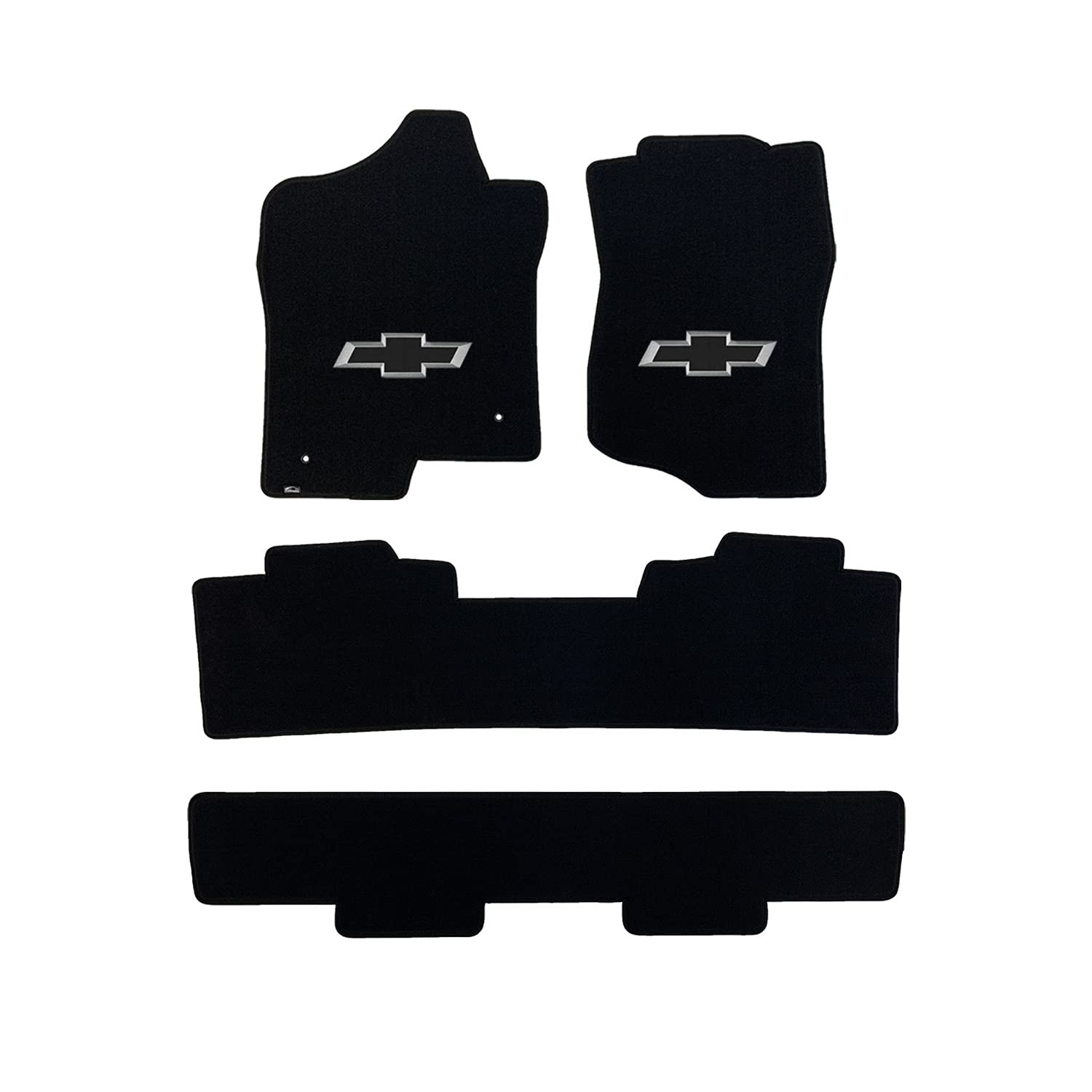 Premium Custom-Fit Carpeted Floor Mats for 2007-2014 Chevy Tahoe - Luxury Black Bowtie Design (Charcoal, 4-Piece Bench Set) | All-Weather Protection & Enhanced Interior Style for SUVs