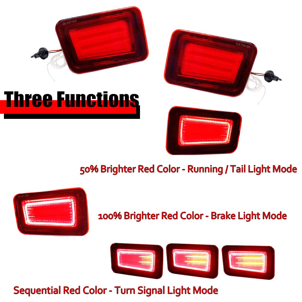 Red LED 3-in-1 Fog Lamp Kit - Compatible with 2005-2009 Hummer H2 | Rear Bumper Reflector, Turn Signal & Brake Tail Lights Replacement | Off-Road & Night Driving Safety Upgrade