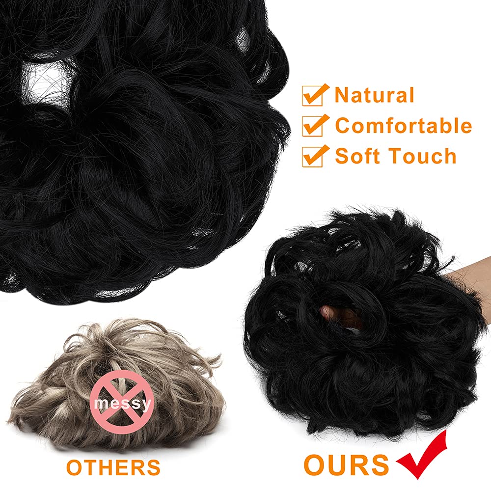 Messy Bun Hair Extensions - Thick Updo Scrunchies 2PCS for Ponytail & Party Hairstyles