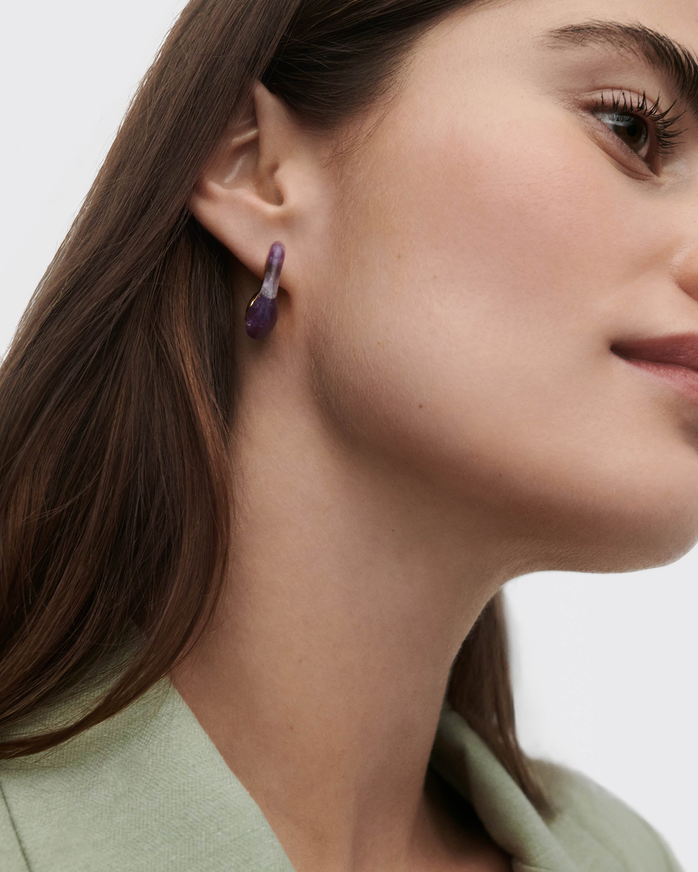 Amethyst Brisa Hoop Earrings for Women - Elegant Purple Gemstone Jewelry for Daily Wear & Special Occasions