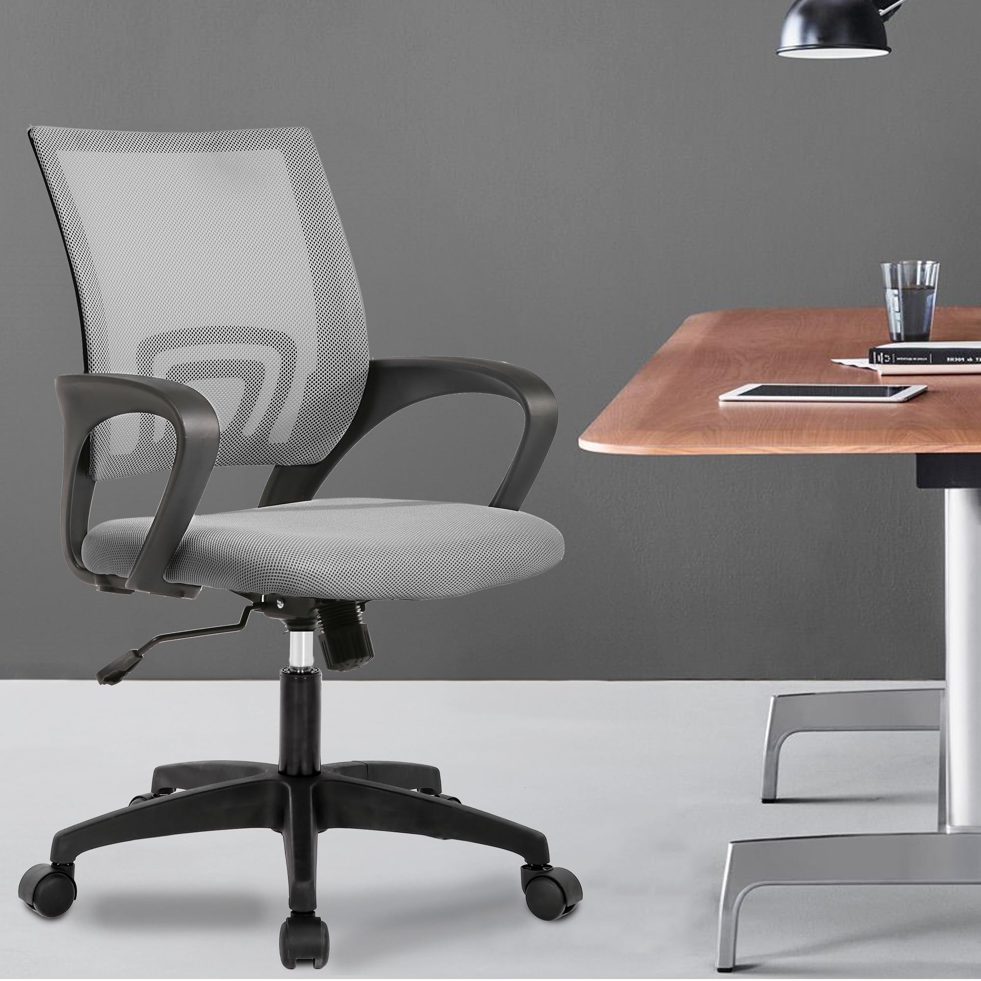 Ergonomic Mesh Office Chair with Adjustable Lumbar Support & 360 Swivel - High Density Breathable Computer Desk Chair for Home & Executive Use - Perfect for Long Hours of Work & Gaming (Set of 2, Gray)