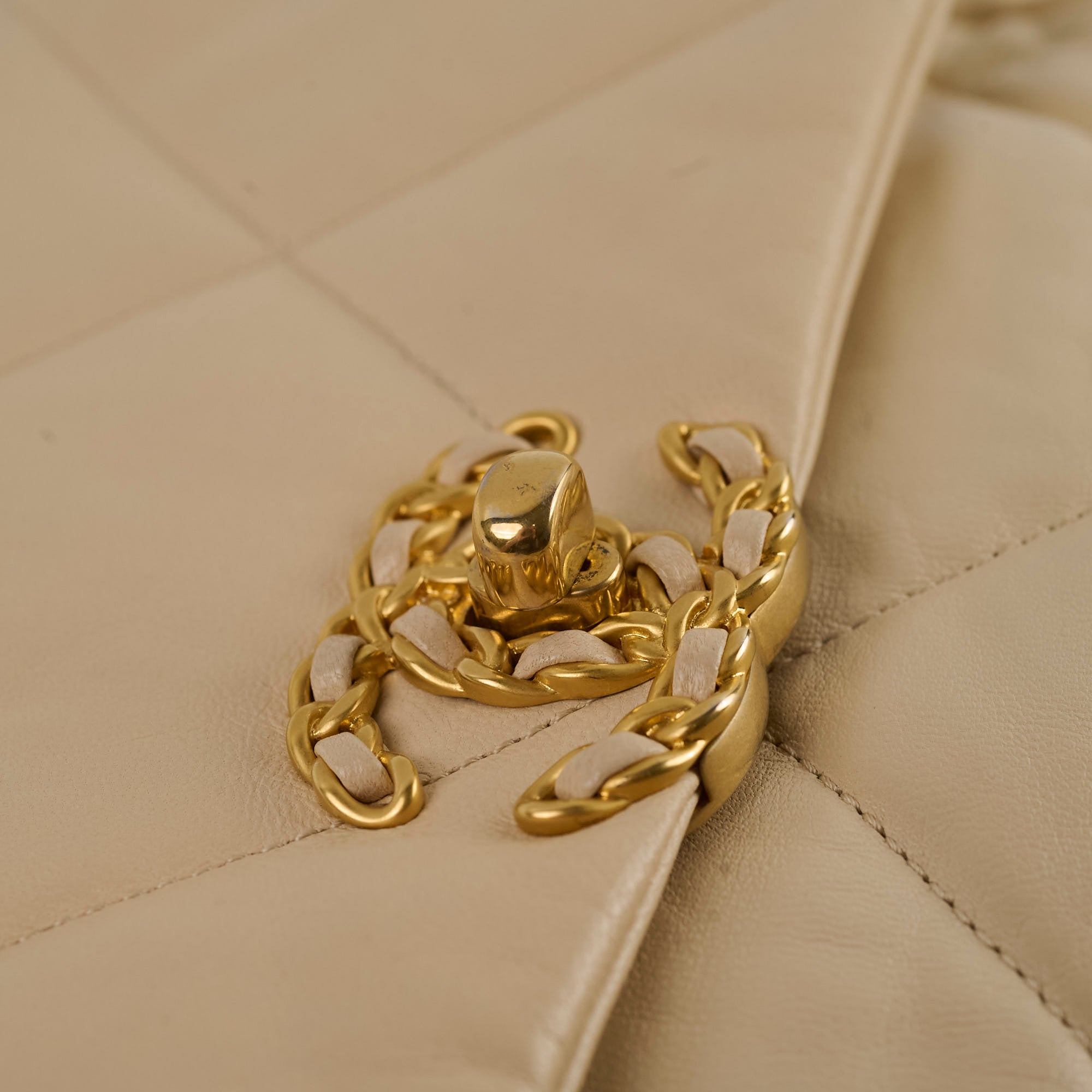 Chanel 19 Small Beige Flap Bag - 30cm Luxury Quilted Leather Shoulder Bag for Women | Perfect for Date Night, Office & Special Occasions