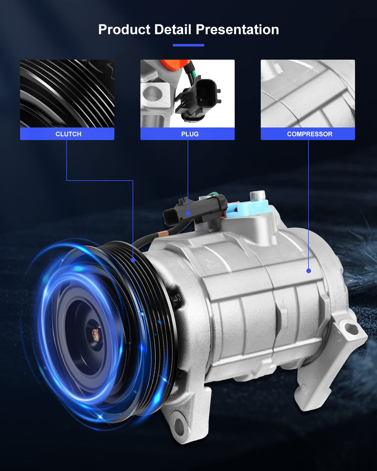 ECCPP AC Compressor Replacement for 2000-2007 Dodge Grand Caravan & Plymouth Grand Voyager 3.3L - High Performance Air Conditioning Compressor for Smooth Cooling in Summer Driving