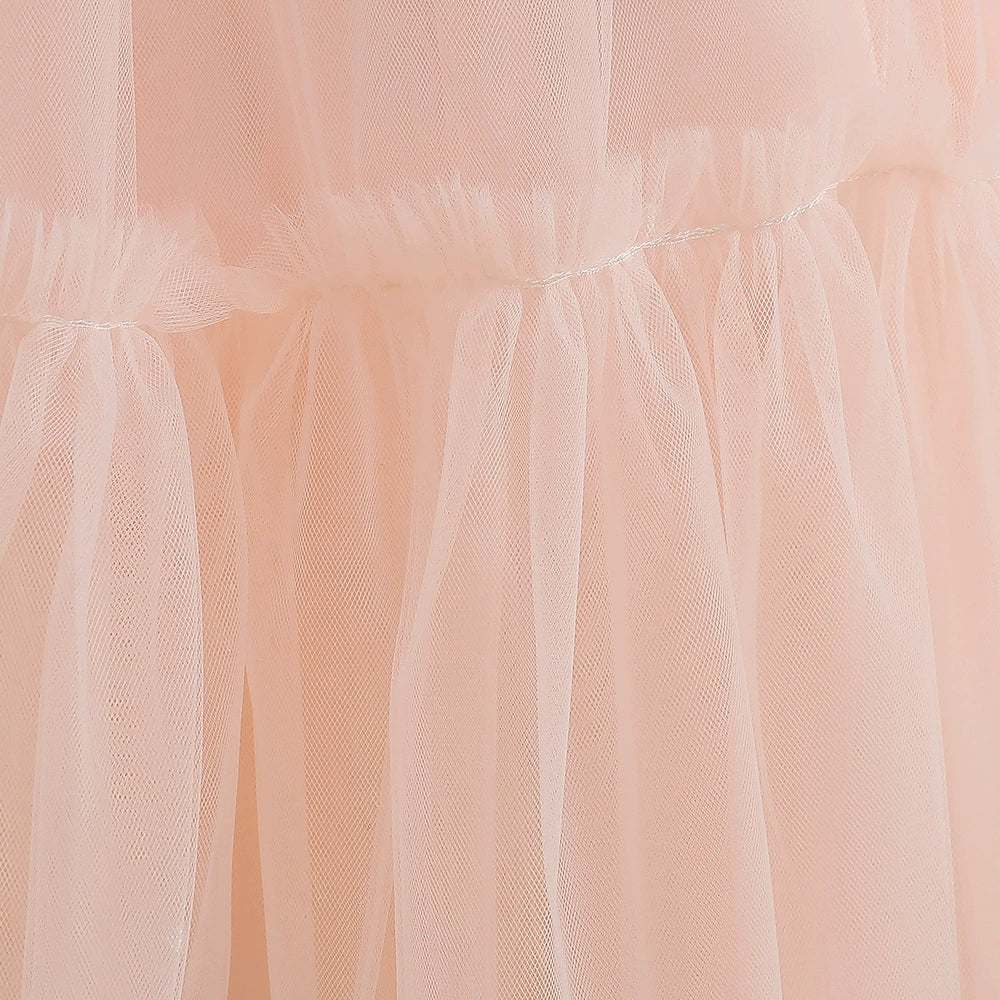 Princess Round Floor Length Tulle Flower Girl Dress in Pink - Perfect for Weddings, Pageants, and Special Occasions