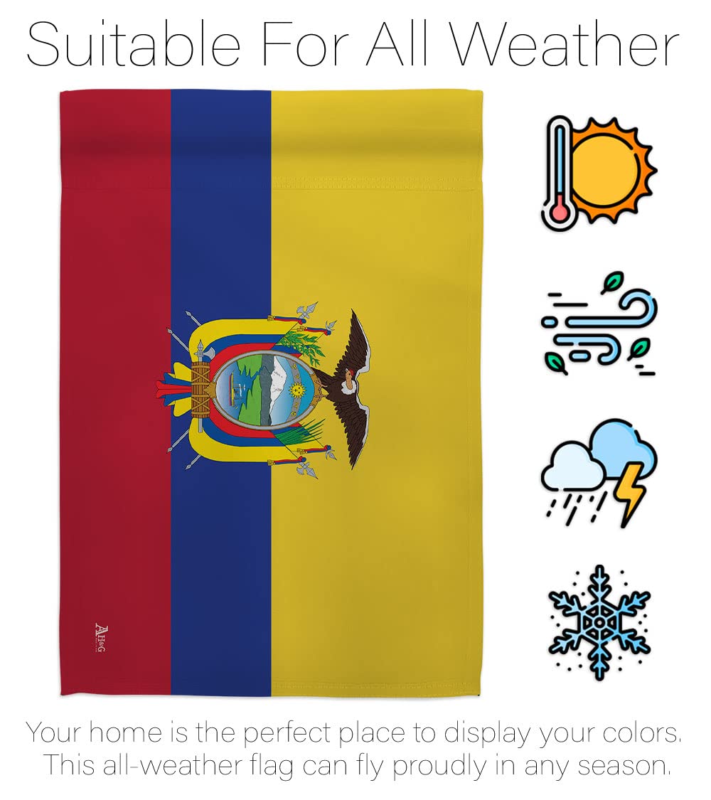 Americana Home & Garden Ecuador Double-Sided Garden Flag Set with Stand - USA Made Country House Decoration Banner for Yard, Patio & Outdoor Decor - Perfect for National Holidays, Cultural Events & International Celebrations