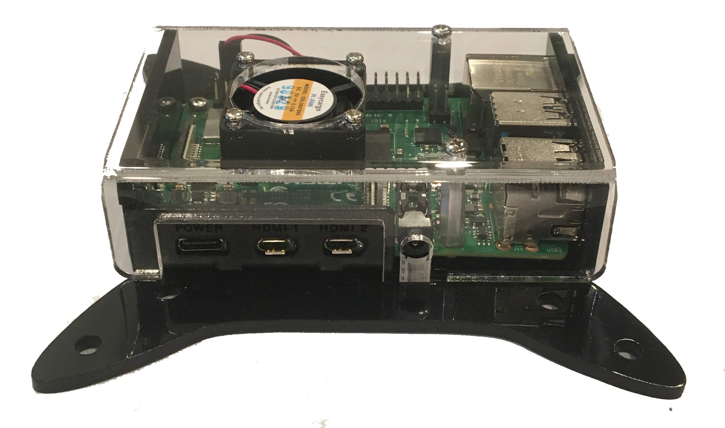 Universal VESA Mount Case for Raspberry Pi 4 with Cooling Fan - Perfect for DIY Projects, Home Automation & Digital Signage Displays