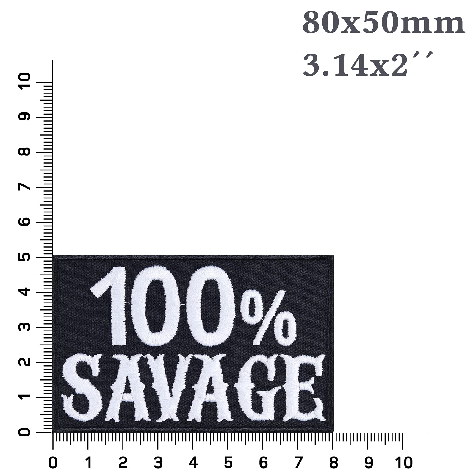100% Savage Iron-On Biker Patches for Leather Vests - Embroidered Motorcycle Club Rank Patches (3.14X1.96 in) | Sew-On Fabric Applique for Biker Jackets, Vests & Accessories | Perfect for Motorcycle Clubs, Biker Gangs & Riding Gear Customization