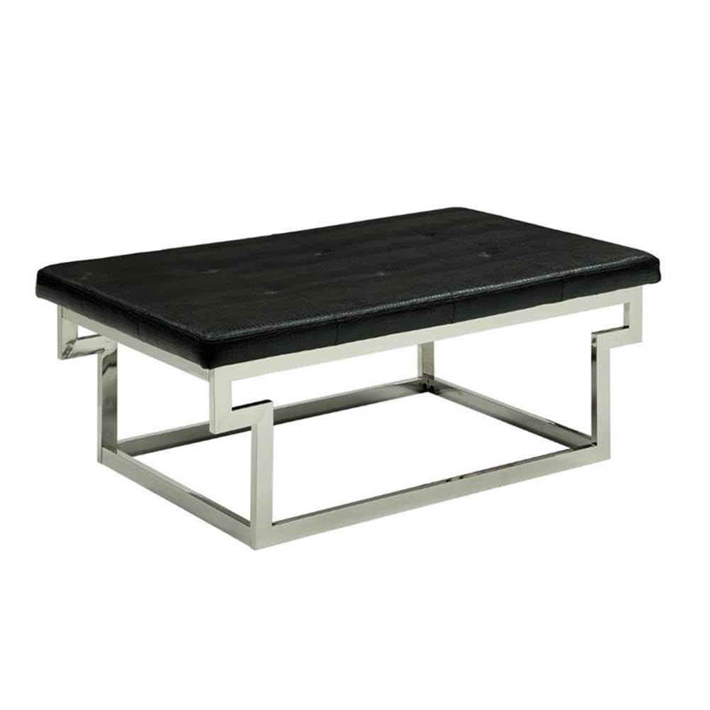 Furniture of America Jaxi Contemporary Black Faux Leather Tufted Bench - Stylish Entryway, Bedroom or Living Room Seating Solution