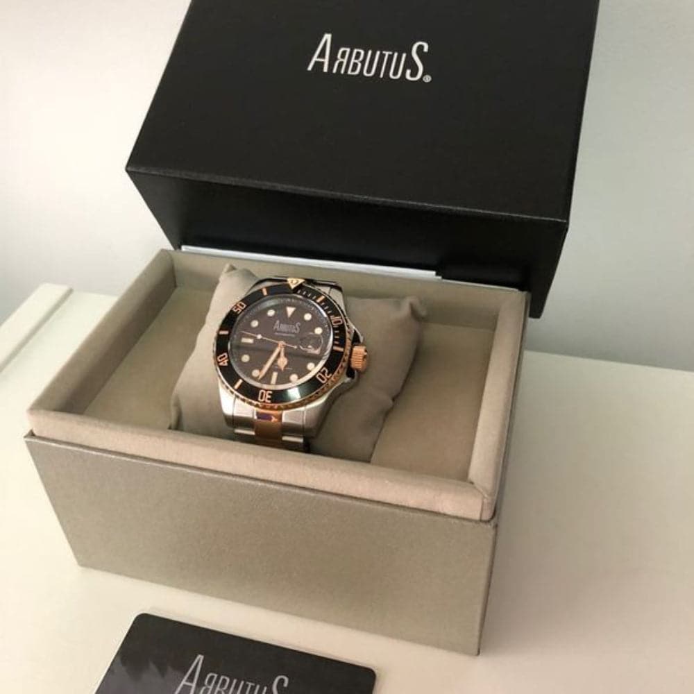 ARBUTUS DIVE AR1907TRBS Black Dial Stainless Steel Men's Watch - Waterproof Diving Watch for Men, Sport & Casual Wear, Perfect for Swimming, Outdoor Adventures & Everyday Use