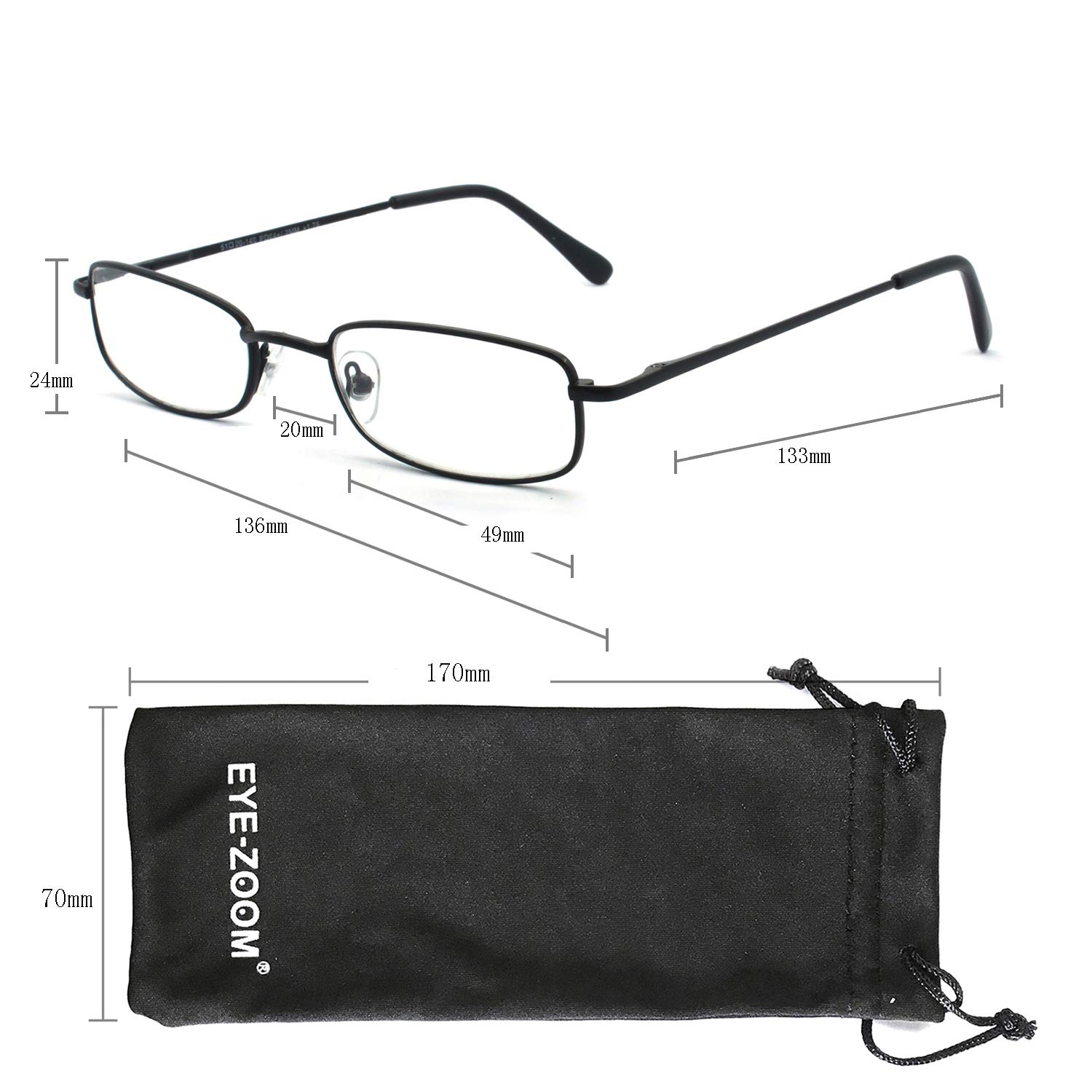 Classic Rectangular Metal Reading Glasses for Men & Women - Multi-Colored Frames for Reading, Working & Computer Use