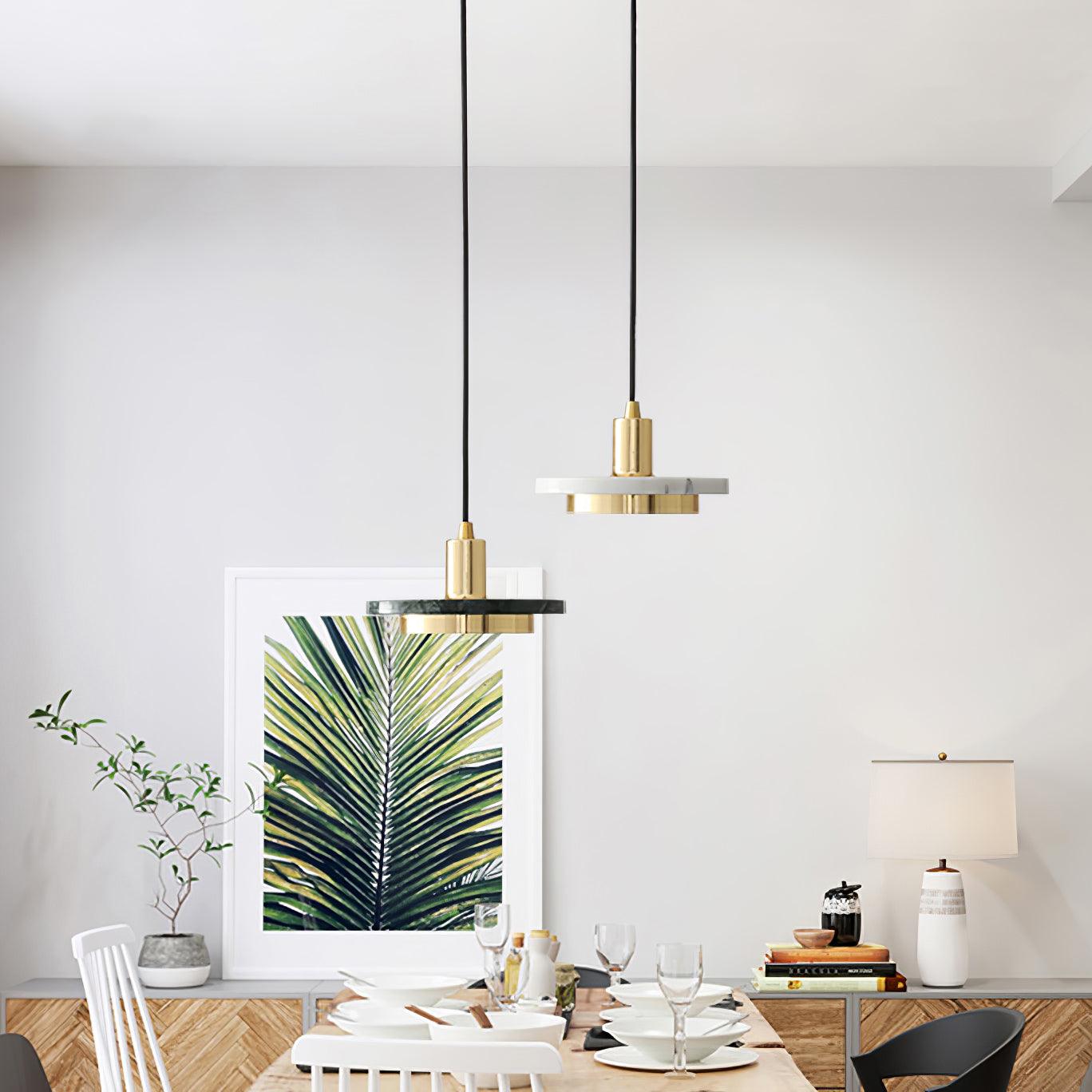 Modern Double Circle Pendant Light Fixture - Industrial Style Ceiling Lamp for Dining Room, Kitchen, Living Room & Bedroom