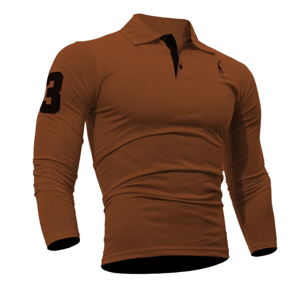 WSLCN Men's Slim Fit Casual Cotton Polo Shirt - Long Sleeve Breathable T-Shirt for Work, Golf & Everyday Wear | Comfortable Office & Outdoor Clothing
