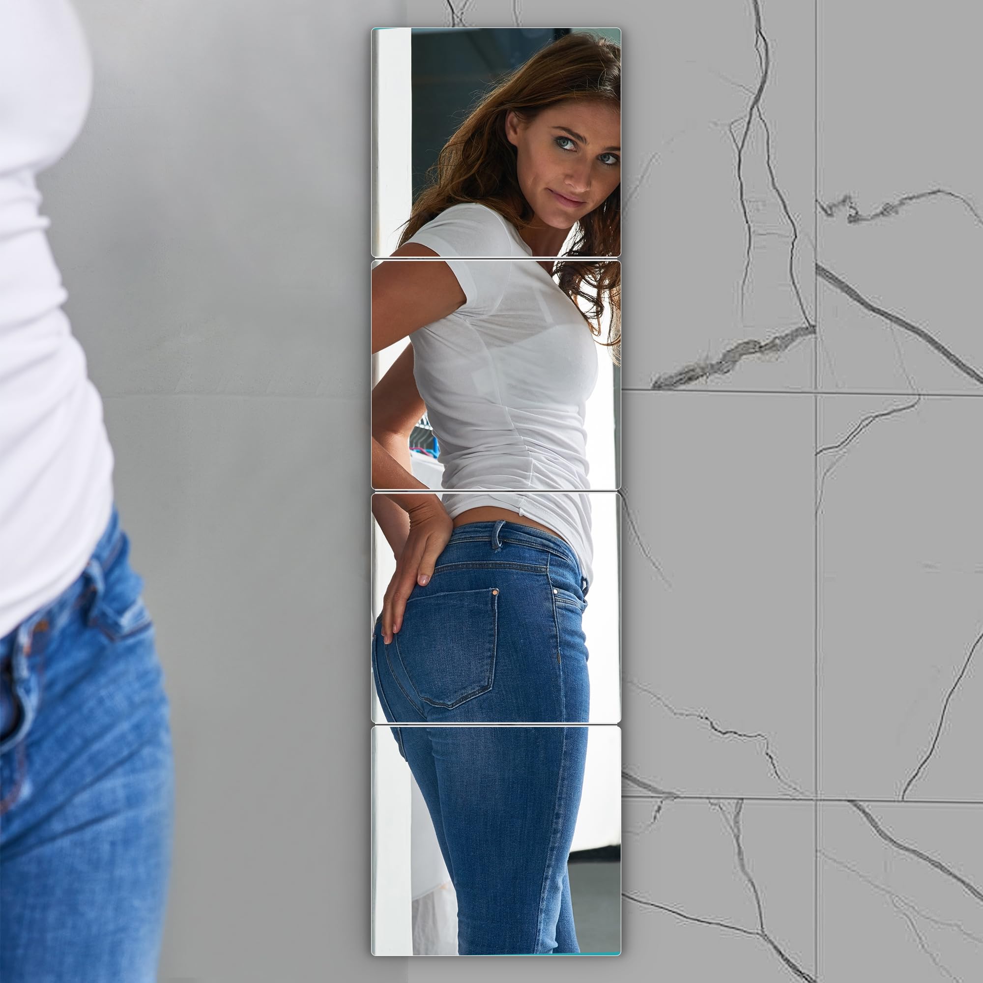 Unbreakable Acrylic Full Length Wall Mirror Tiles - 10x10 Inch (4Pcs) | Shatterproof Kids Mirror for Bedroom, Home Gym & Over Door Installation | Perfect for Dance Practice, Yoga & Fitness Workouts