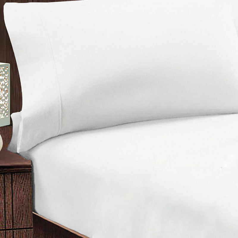 100% Cotton Flannelette Fitted Sheet & Pillowcase Set - Queen Size (50cm) | Soft Breathable Bedding for Cozy Sleep | Perfect for Winter Nights & Guest Rooms