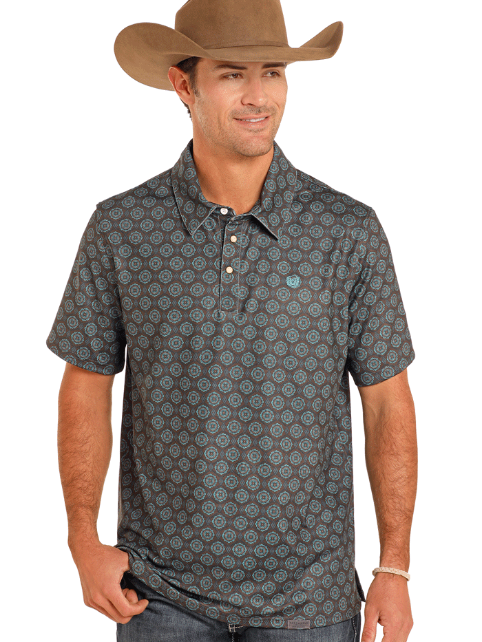 Men's Performance Snap Polo Shirt - Quick-Dry, Breathable & Comfortable Golf & Casual Wear - Turquoise Blue