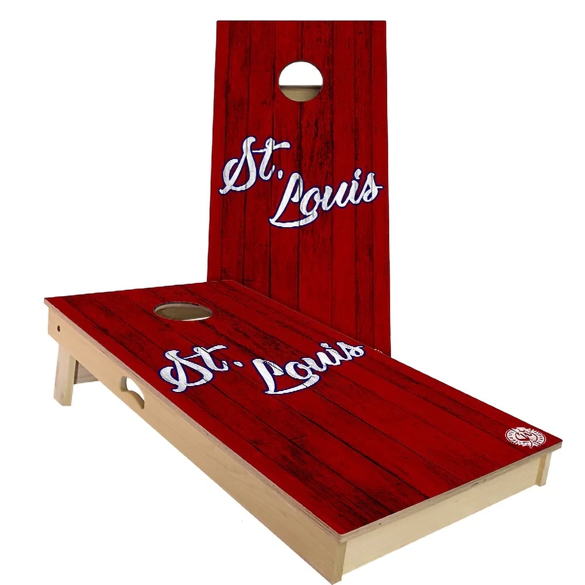 St. Louis Vintage City Themed Baseball Cornhole Board Set - Premium Regulation Size Bean Bag Toss Game with 2 Boards & 8 Bags - Perfect for Backyard BBQs, Tailgating Parties and Outdoor Family Fun