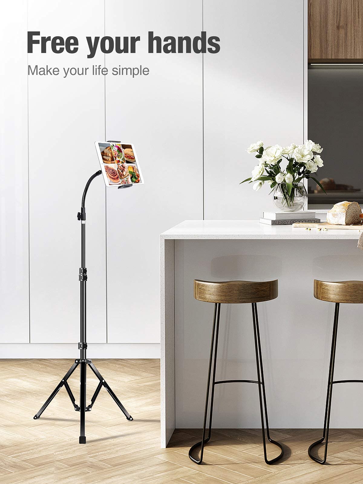 Elitehood Heavy Duty Aluminum iPad Tripod Stand - Adjustable 72