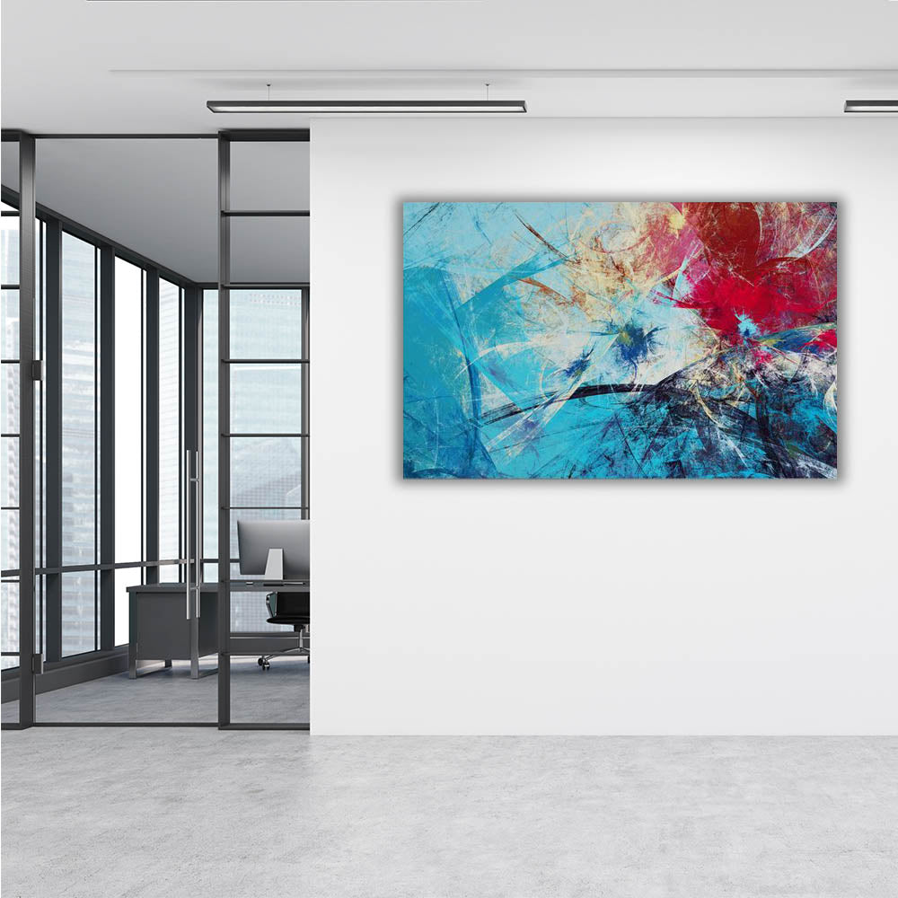 Abstract Blue & Red Wall Art Canvas Painting - Modern Home Decor for Living Room, Bedroom & Office - Perfect Gift for Housewarming & Holidays