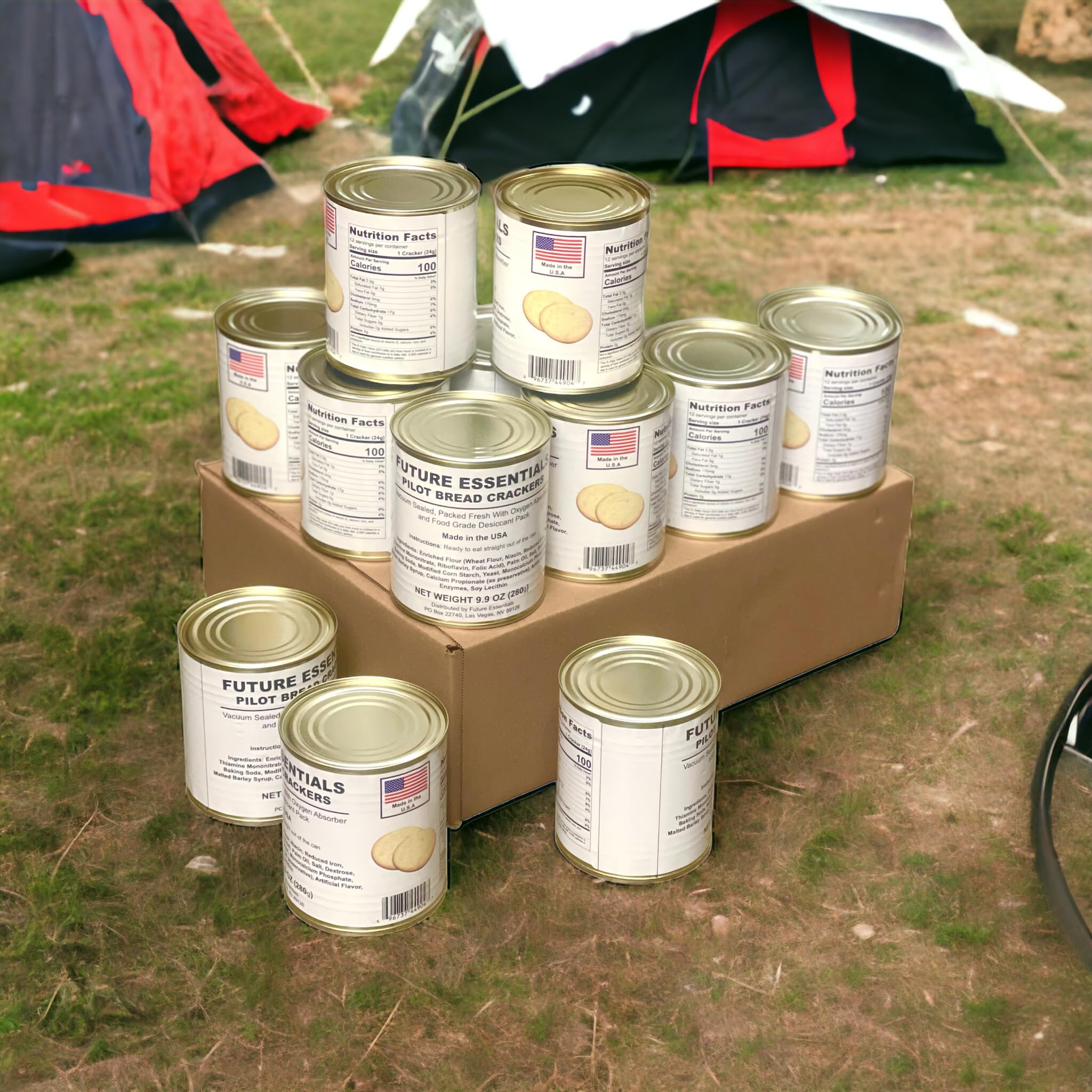 Future Essentials Hardtack Sailor Pilot Bread - 12 Cans Case | Long Shelf Life Survival Food for Camping, Emergency Preparedness & Outdoor Adventures