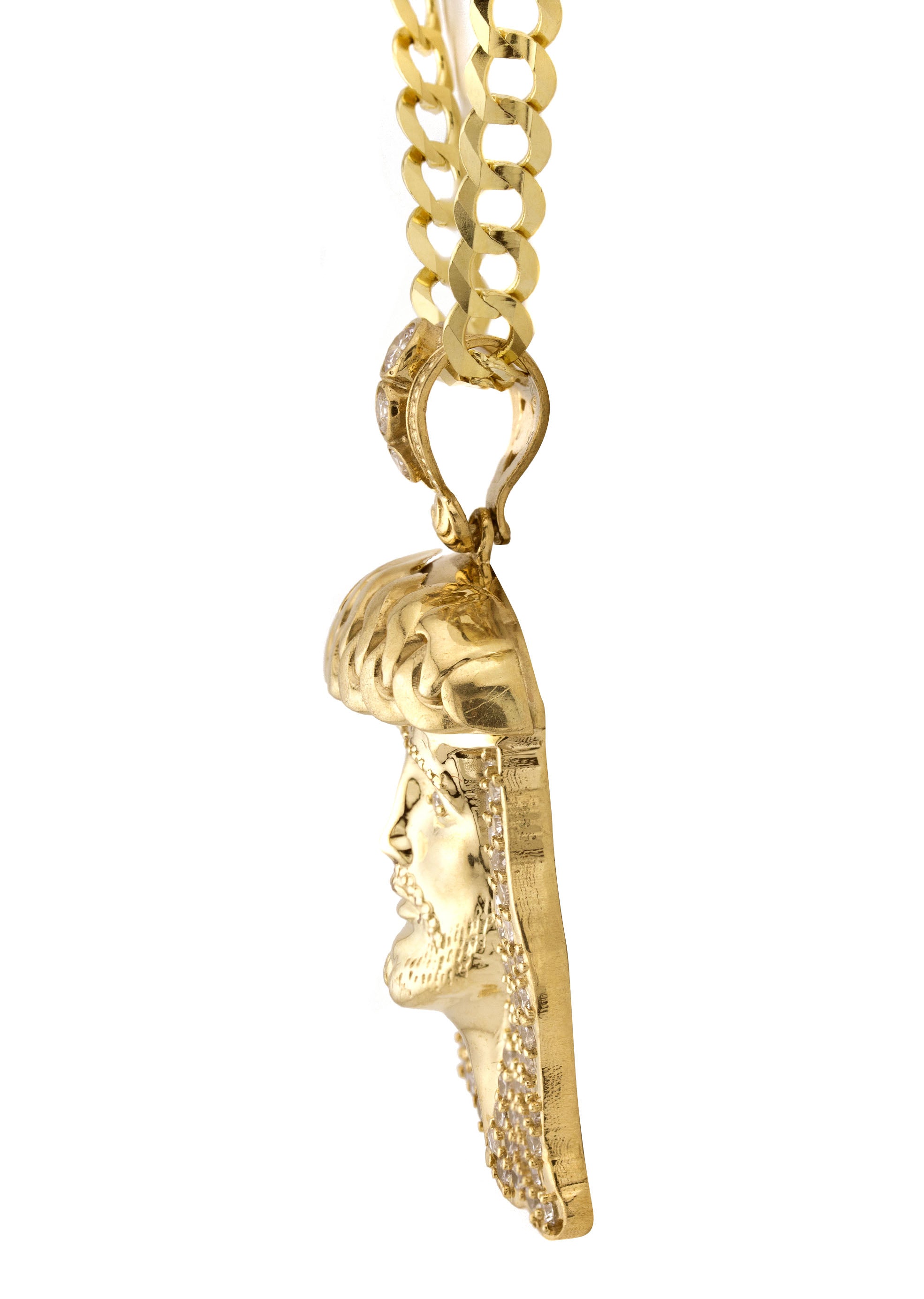 10K Yellow Gold Jesus Head Necklace for Men & Women - Small 9g & Large 30g - Religious Jewelry Gift for Baptism, Confirmation & Daily Wear