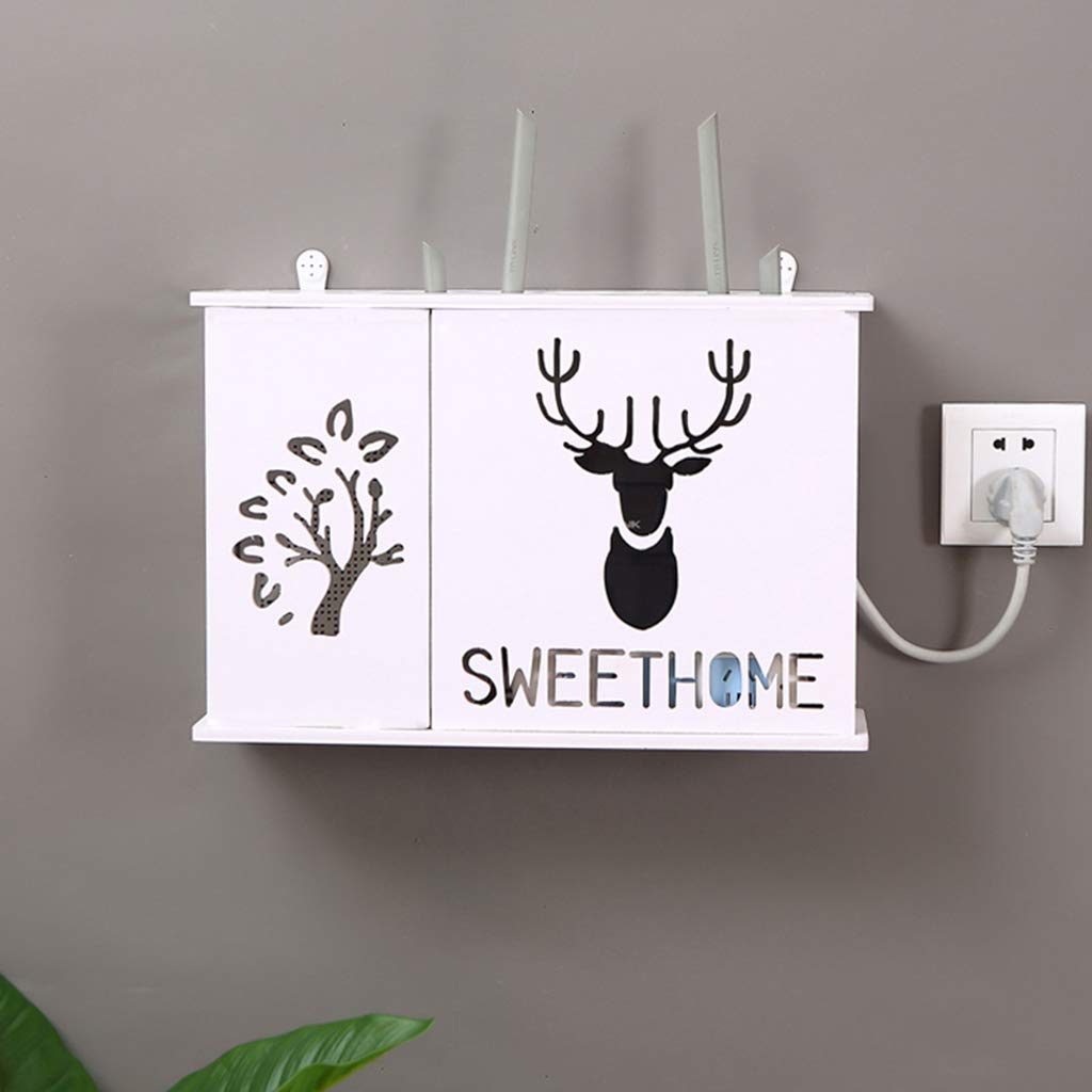 Wireless WiFi Router Storage Box - Wall Mounted Shelf for Router & Socket Organizer, No Drill Hanging Decoration - Perfect for Home & Office Network Setup