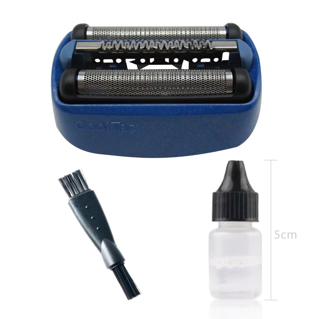 Braun 40B CoolTec Replacement Foil & Cutter Cassette - Super Sharp Blades with Shaver Oil & Cleaning Brush | Perfect for Sensitive Skin & Travel Shaving