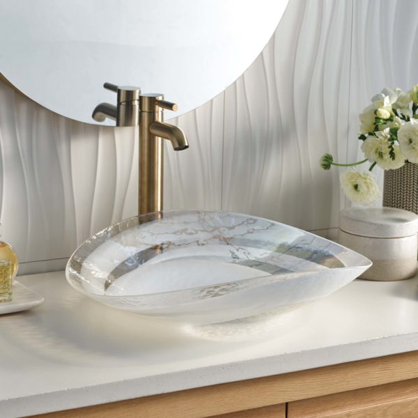 Native Trails Sorrento Series Glass Vessel Bathroom Sink - Modern Round Above Counter Basin for Powder Room, Master Bath & Guest Bath Decor