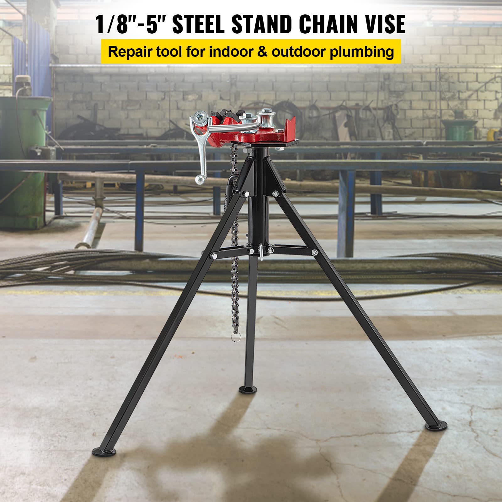 VEVOR Heavy Duty Tripod Pipe Chain Vise - 1/8