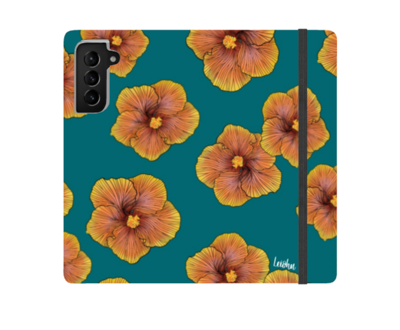 Sunrise Hibiscus Wallet Case for Samsung Galaxy - Slim RFID Blocking Phone Cover with Card Holder - Perfect for Travel, Shopping & Everyday Use