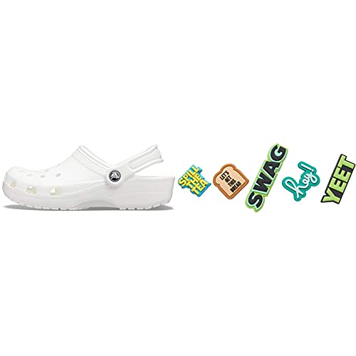 Crocs Classic Clogs for Men & Women with 5-Pack Jibbitz Charms - Comfortable Slip-On Shoes for Casual Wear, Home, Garden & Outdoor Activities