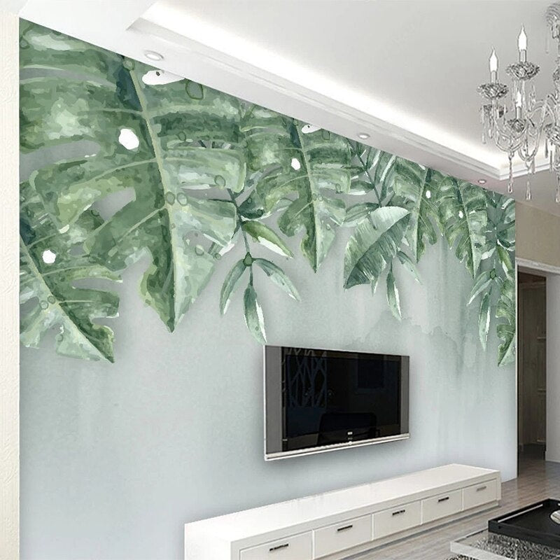 Green Leaf Wallpaper - Self-Adhesive Peel and Stick Wallpaper for Home Decor, Living Room, Bedroom, Nursery - Nature Inspired Botanical Wall Mural