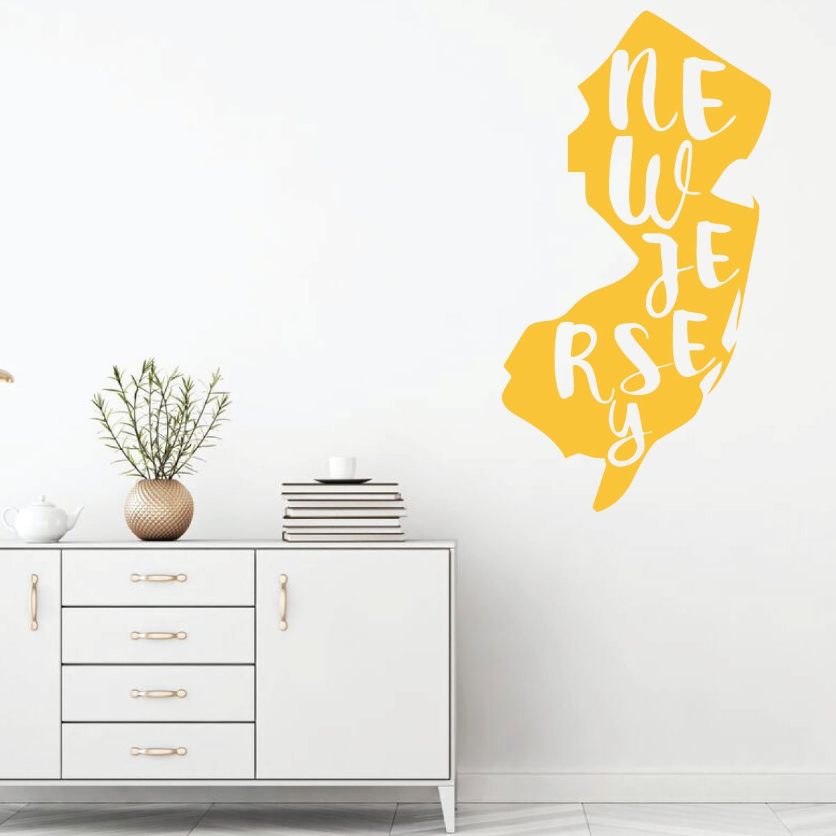 New Jersey State Silhouette Wall Decal - Premium Vinyl Art Sticker for Home Decor, Living Room & Bedroom - Perfect for Nursery, Office or Dorm Room Wall Decoration