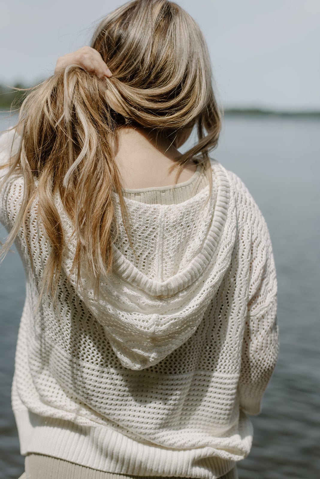 Women's Lightweight White Hooded Summer Sweater - Soft Cotton Pullover for Casual Wear, Beach Cover-Up & Outdoor Activities