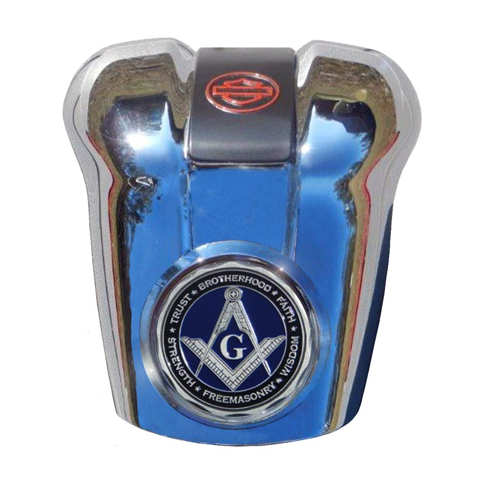 Harley Davidson Milwaukee Eight Waterfall Horn Cover with Masonic Coin Mount Set - Perfect for Biker Enthusiasts and Motorcycle Customization