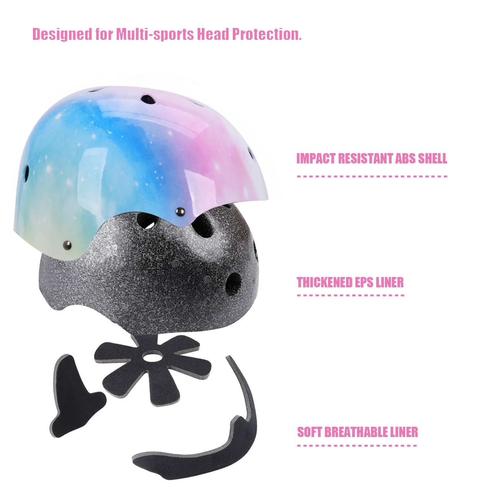 **Kids Safety Helmet with Knee Pads, Elbow Pads & Wrist Guards - Protective Gear Set for Boys & Girls Ages 3-8 - Perfect for Roller Skating, Skateboarding, Scooter & Bicycle Riding - Ideal for Outdoor Play & Sports Safety**